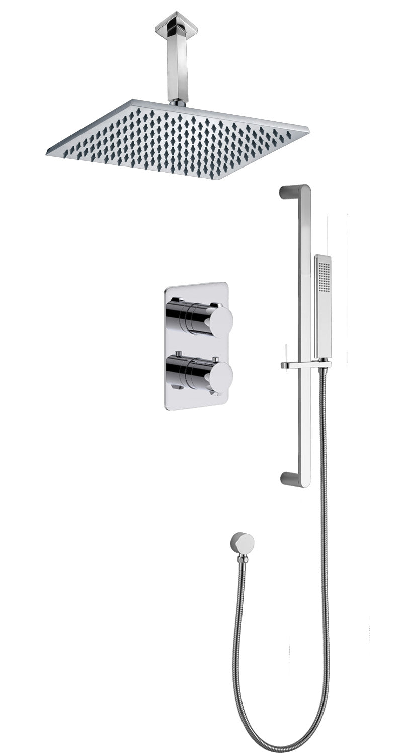 Jasper | Ceiling Slide Rail Shower Square Plate Set