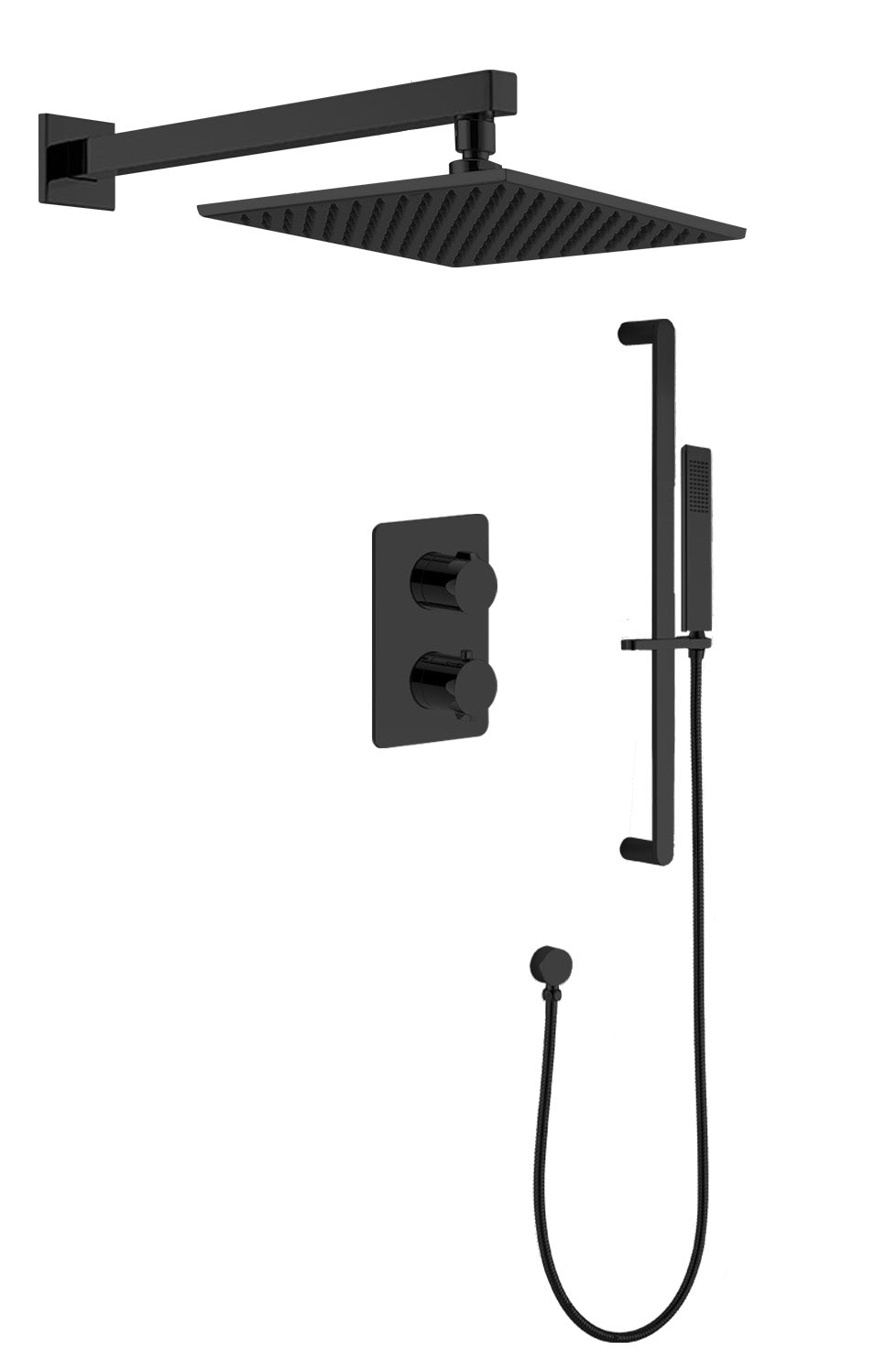 Jasper | Wall Arm Slide Rail Shower Square Plate Set
