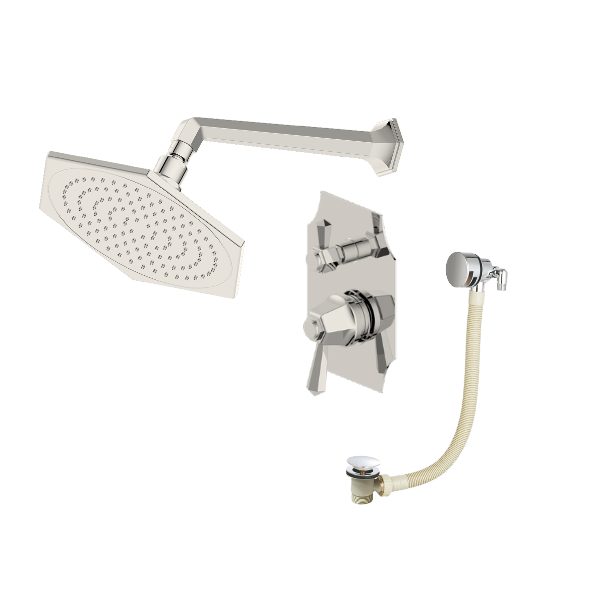 Darcey | Thermostatic Shower Set with Fixed Head and Overflow Filler