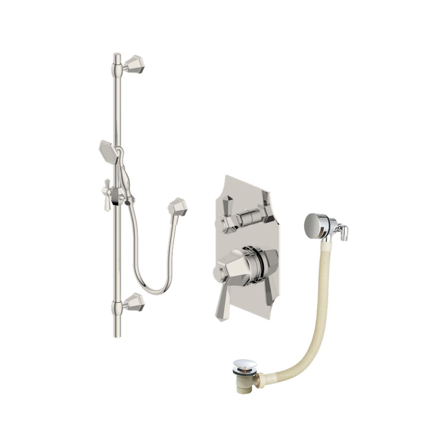 Darcey | Thermostatic Shower Set with Slide Rail Kit and Overflow Filler