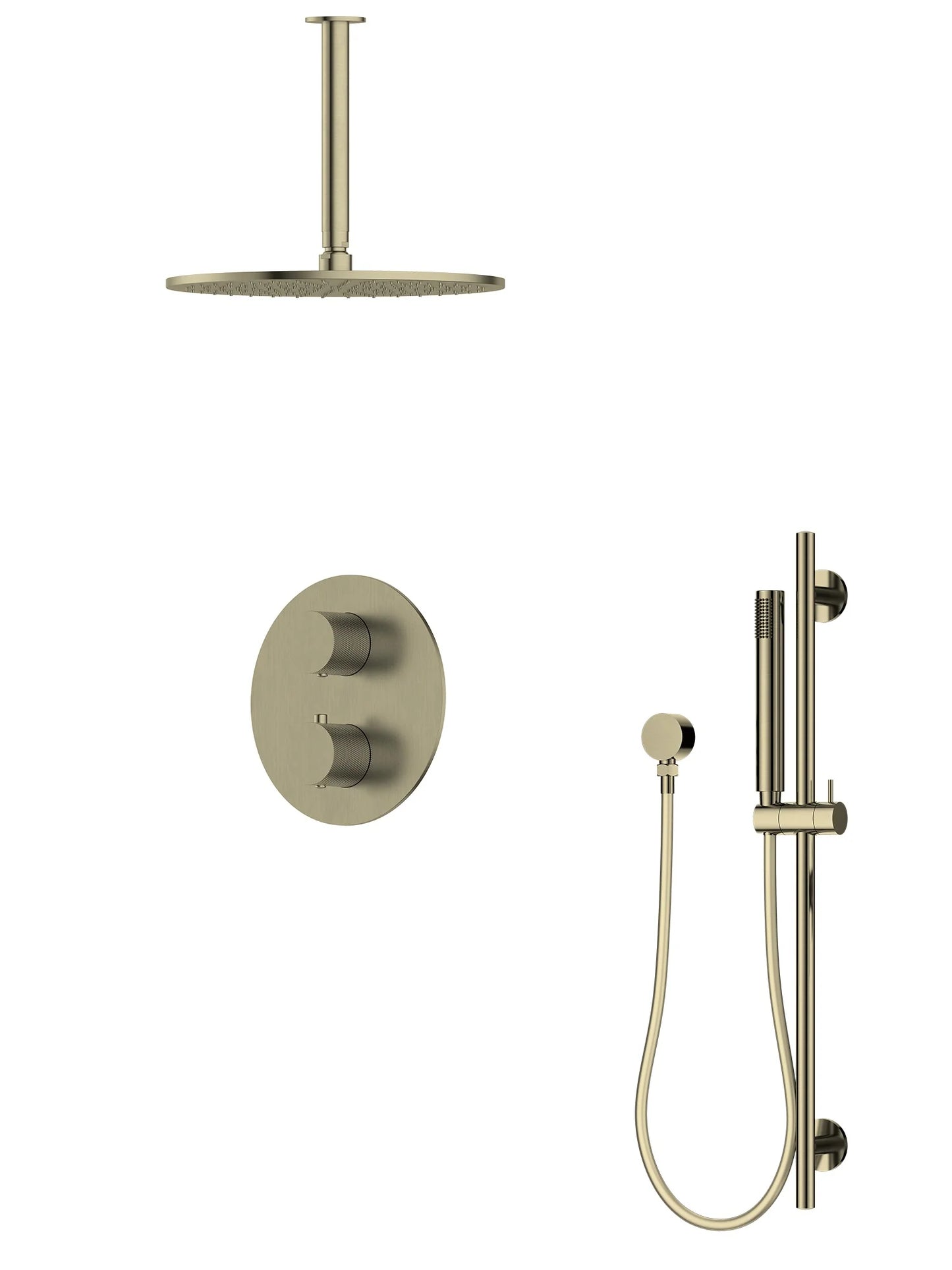 P/S/E Showering | 2-Way Ceiling Arm Slide Rail Shower Set