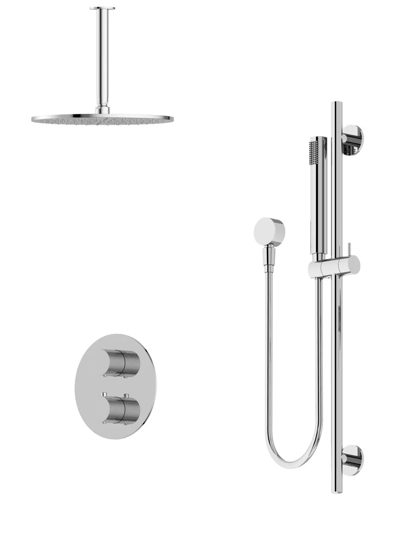 P/S/E Showering | 2-Way Ceiling Arm Slide Rail Shower Set