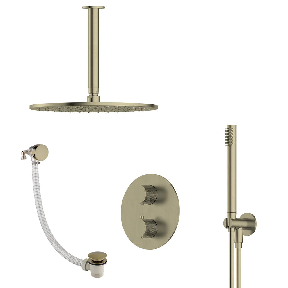 P/S/E Showering | 3-Way Ceiling Arm Hand Shower Set and Overflow Filler