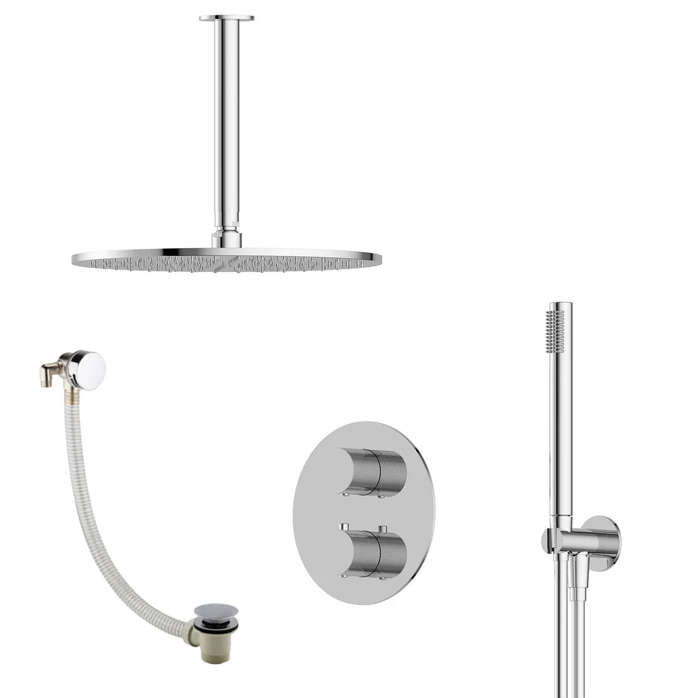 P/S/E Showering | 3-Way Ceiling Arm Hand Shower Set and Overflow Filler