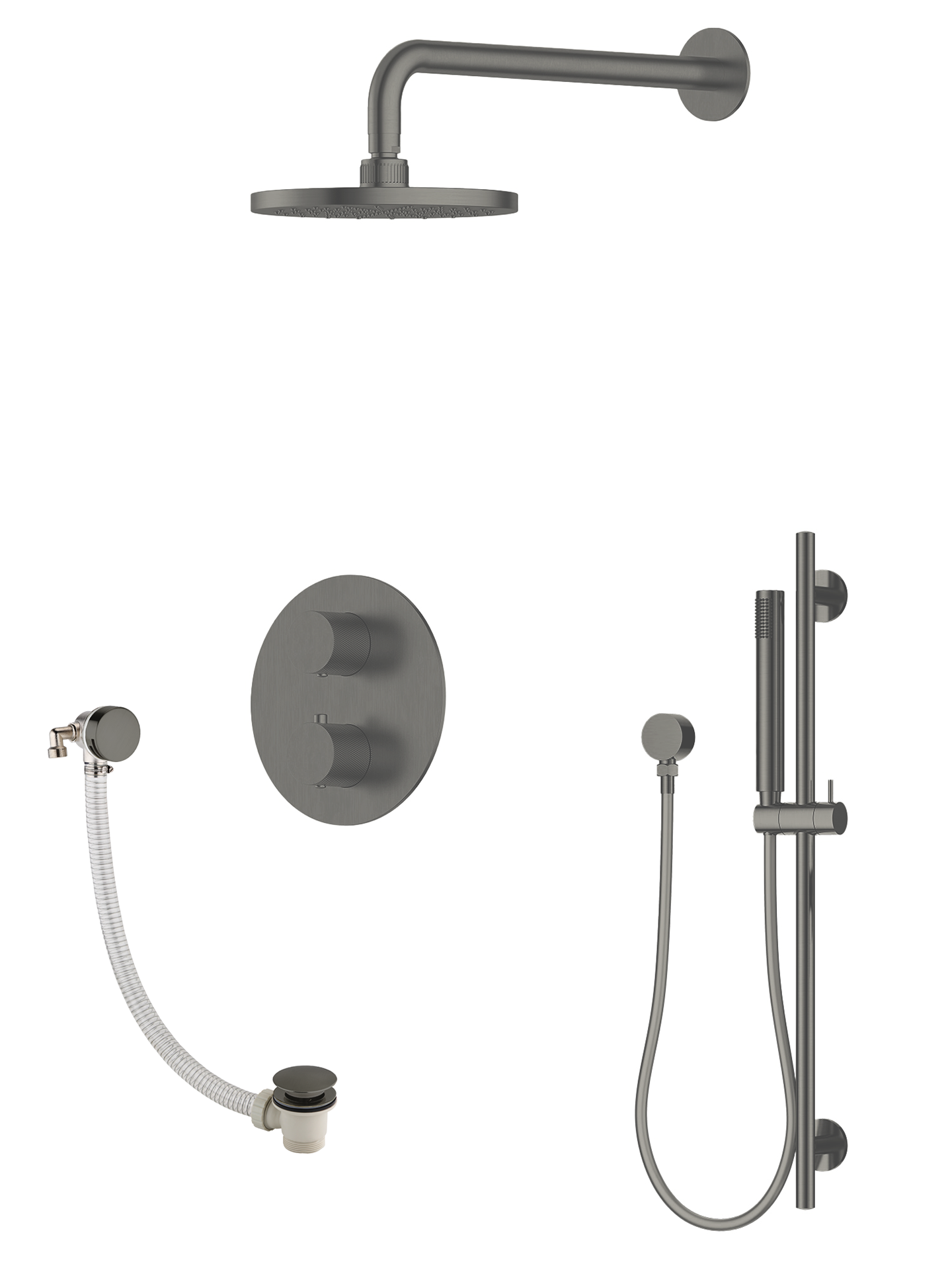 Vienna | 3-Way Valve Wall Arm Slide Rail Kit With Overflow Filler
