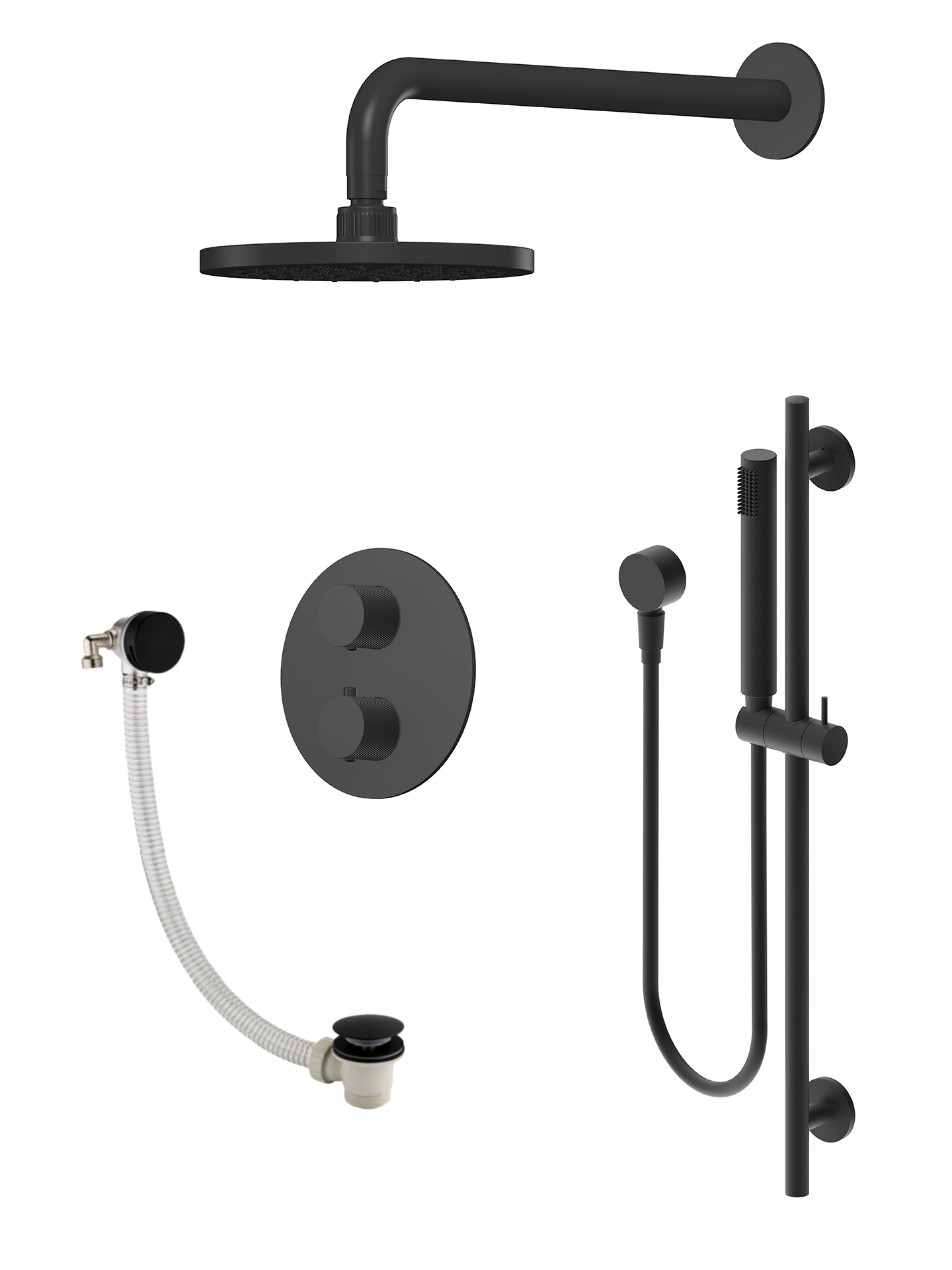 Vienna | 3-Way Valve Wall Arm Slide Rail Kit With Overflow Filler