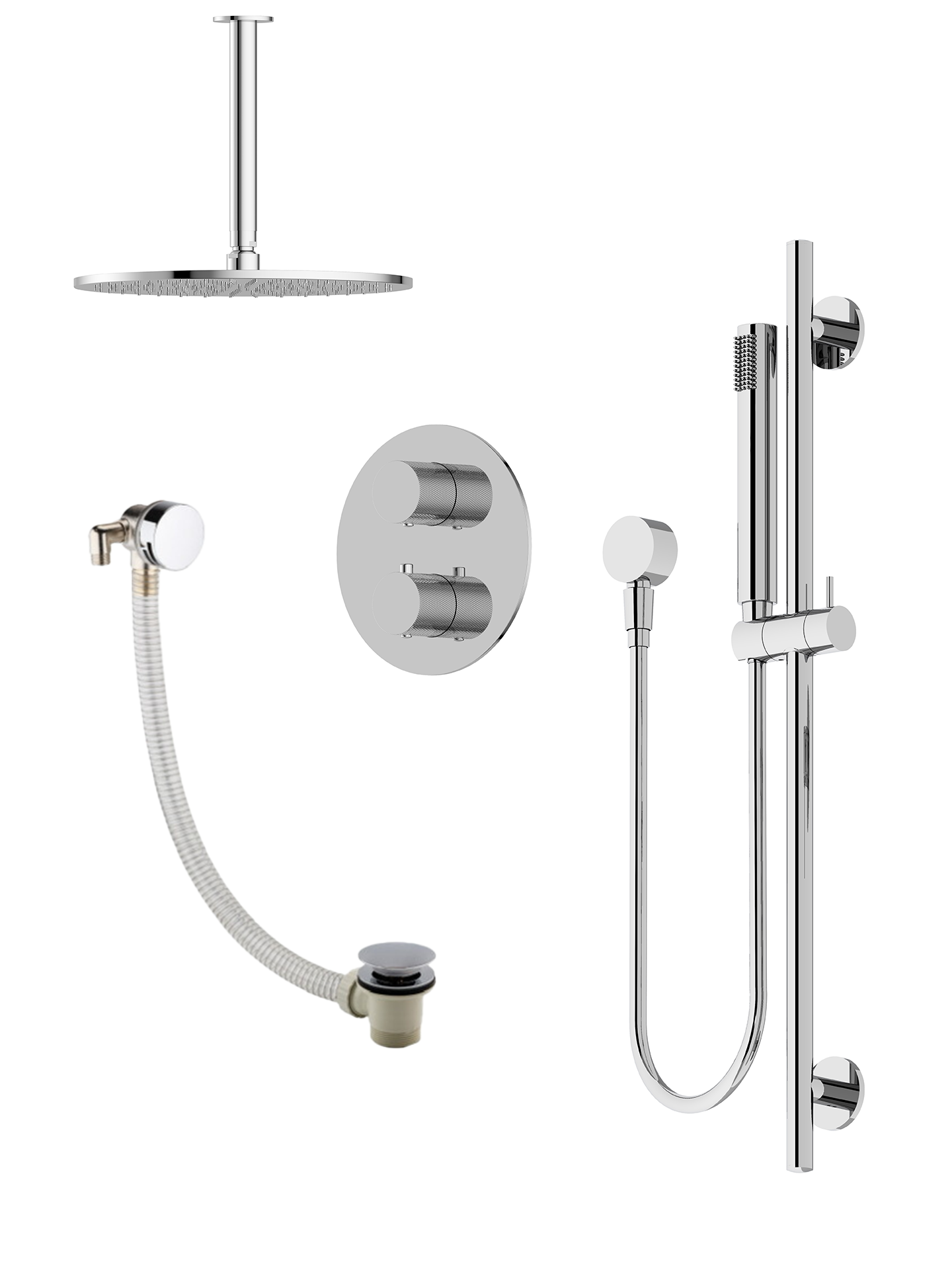 Vienna | 3-Way Valve Ceiling Arm Slide Rail Kit With Overflow Filler
