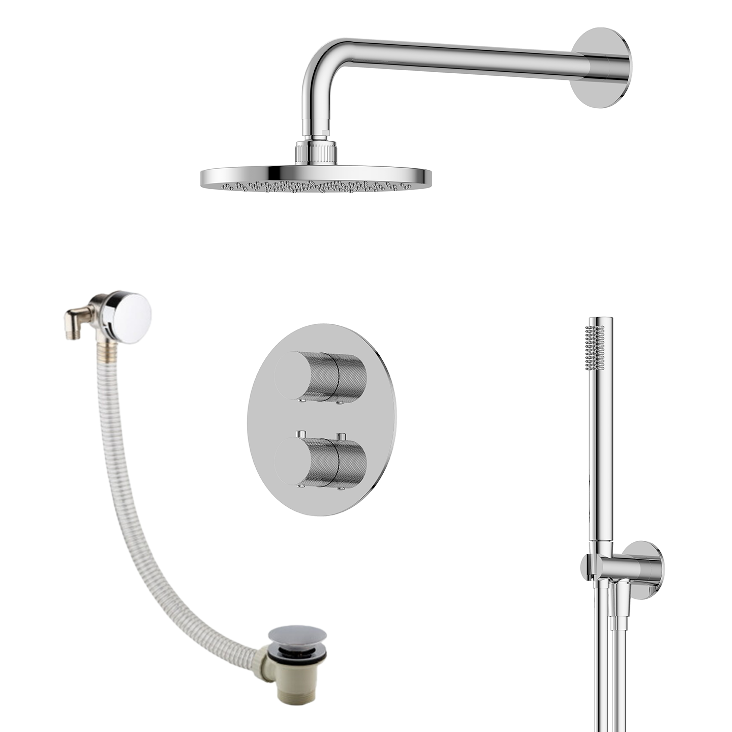 Vienna | 3-Way Valve Wall Arm Hand Shower Set With Overflow Filler