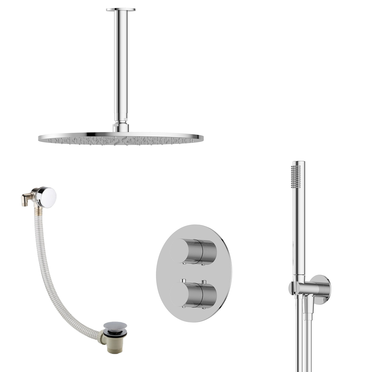 Vienna | 3-Way Valve Ceiling Arm Hand Shower Set With Overflow Filler