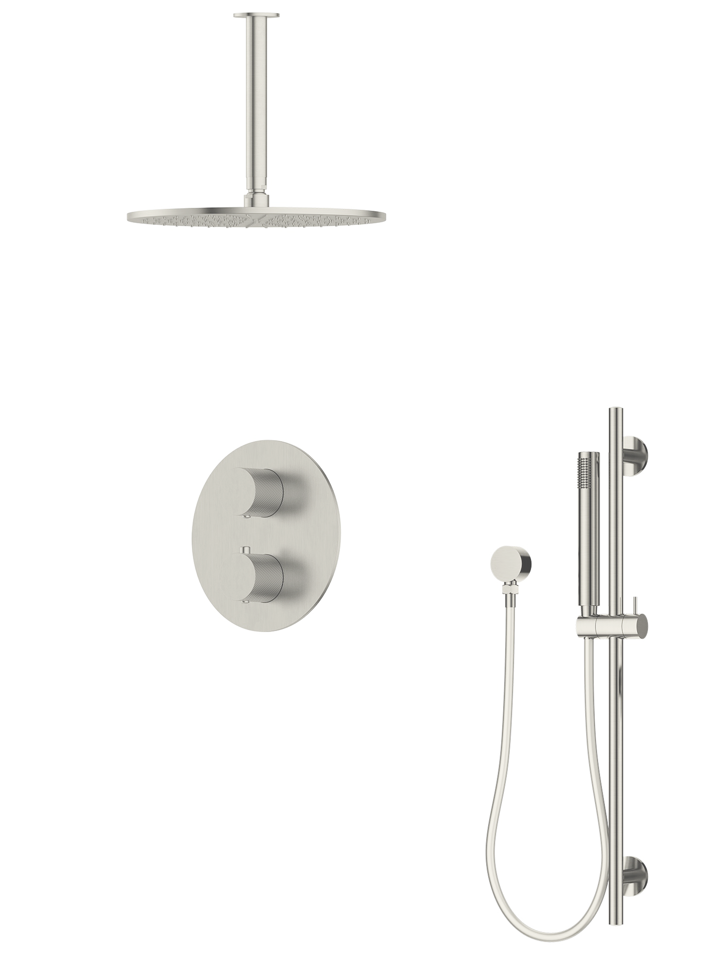 P/S/E Showering | 2-Way Ceiling Arm Slide Rail Shower Set