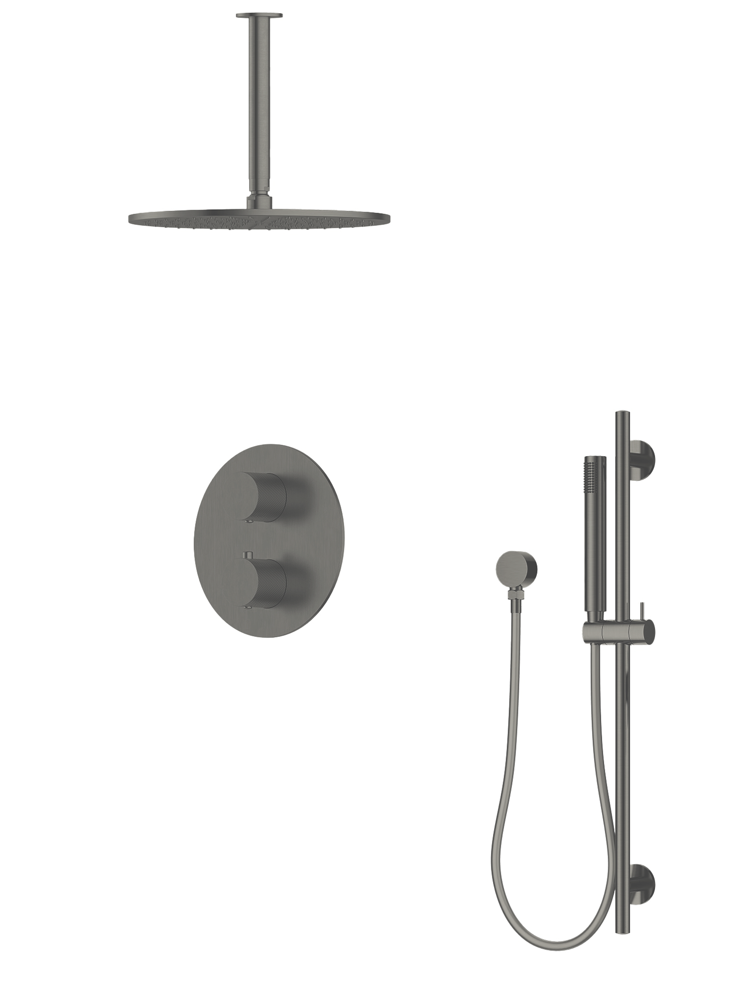 P/S/E Showering | 2-Way Ceiling Arm Slide Rail Shower Set