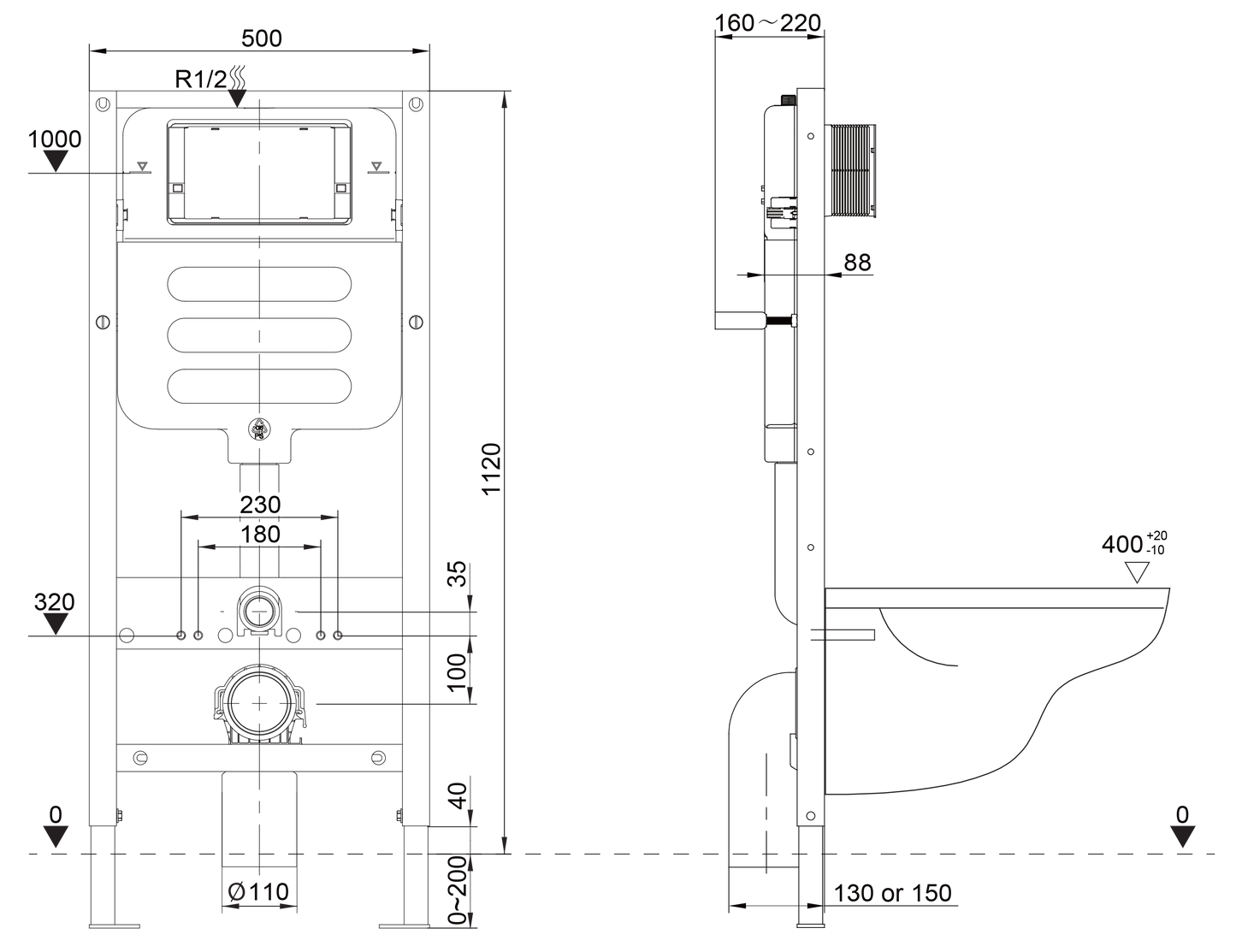 1200MM Frame and Dual Flush Cistern