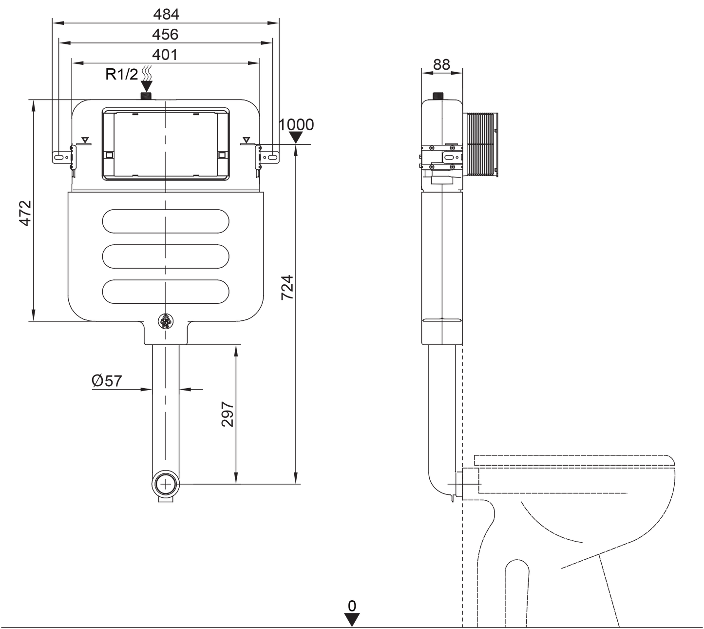 In-wall Dual Flush Cistern