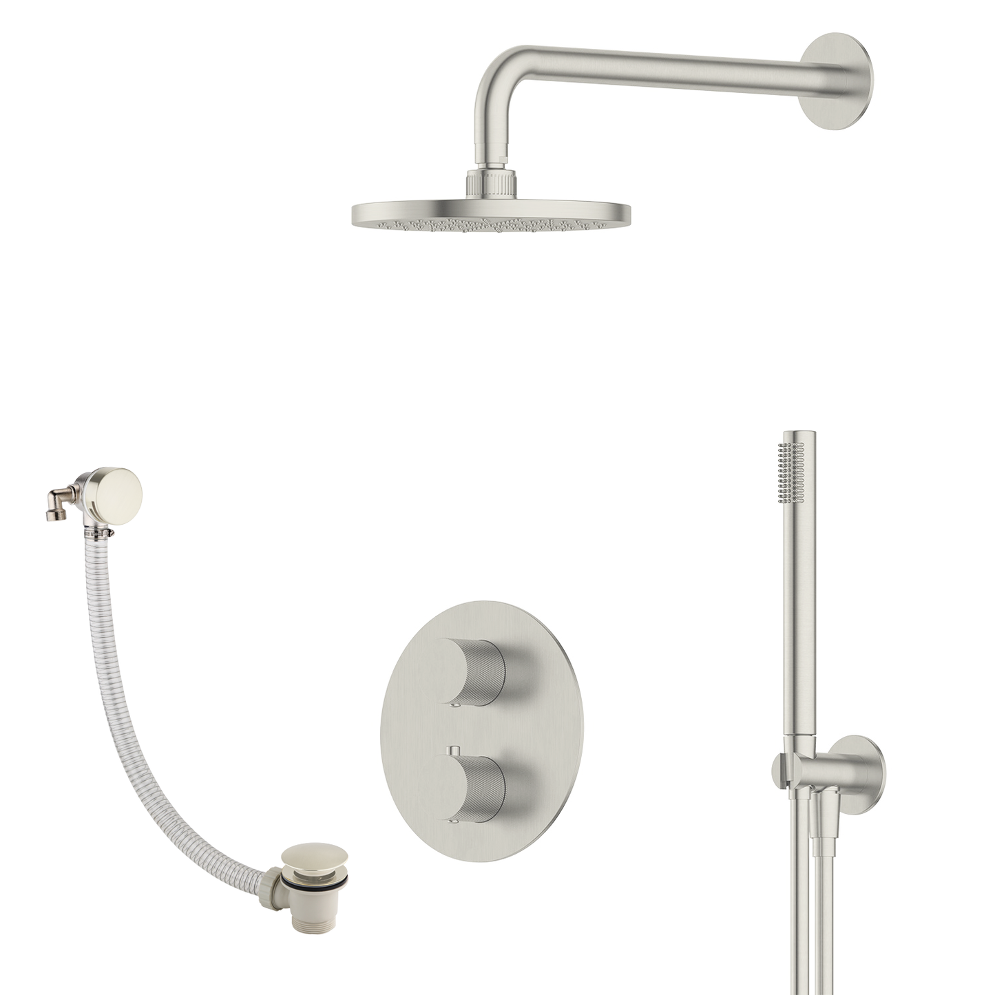 P/S/E Showering | 3-Way Wall Arm Hand Shower Set and Overflow Filler