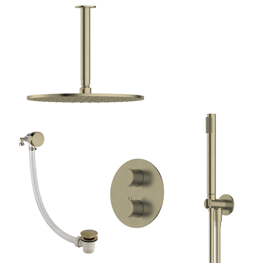 Vienna | 3-Way Valve Ceiling Arm Hand Shower Set With Overflow Filler